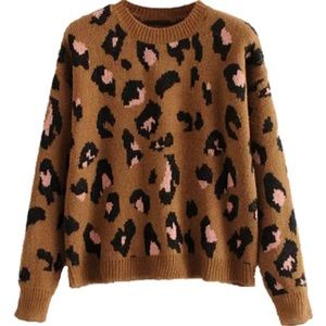 ‘Zur’ Leopard Print Knitted Sweater